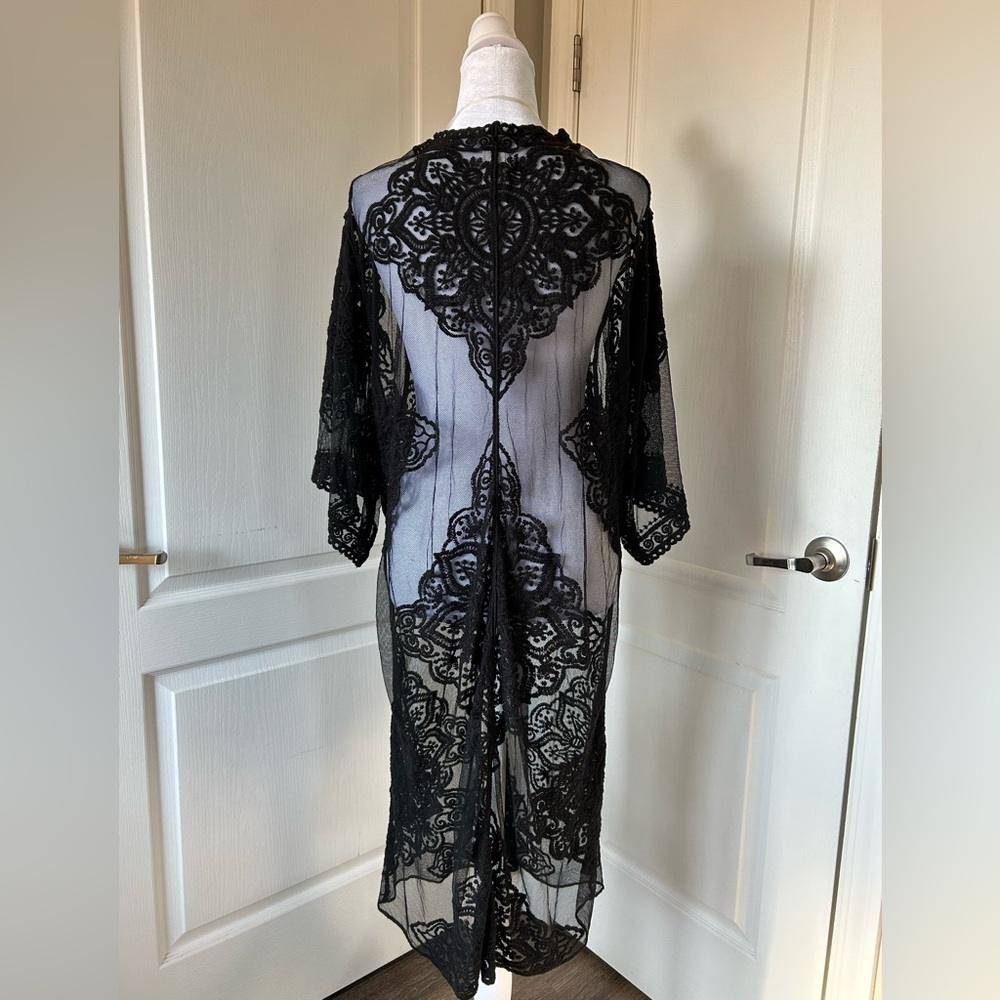 Fairycore Black Lace Cardigan – Women’s Large/XL – Boho Chic Vintage-Inspired”​ - Picture 2 of 10
